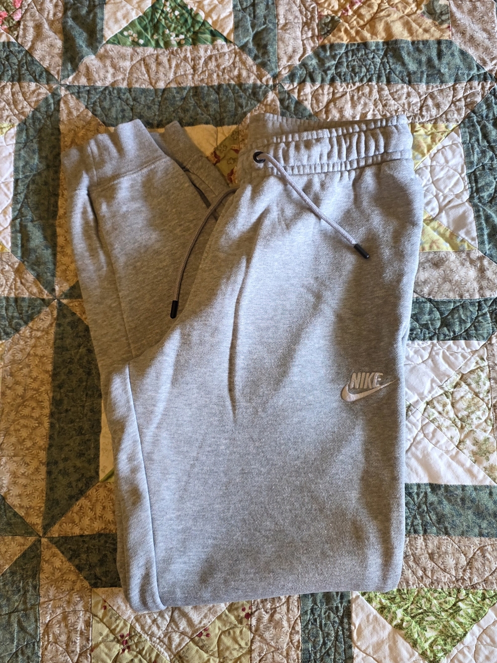 Nike Light Gray Kids' Fleece Joggers with Drawstring